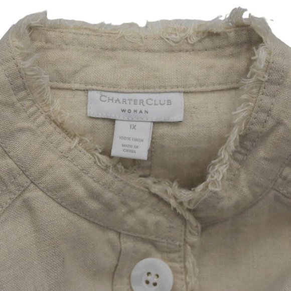 Charter Club Flax Linen Jacket Blazer Womens 1X Mauritius II - Picture 4 of 6